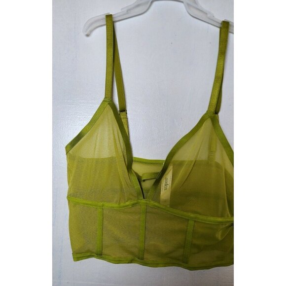 New Auden Women's Green Sheer Long Line Bralette Adjustable Straps Size XS - Picture 3 of 5